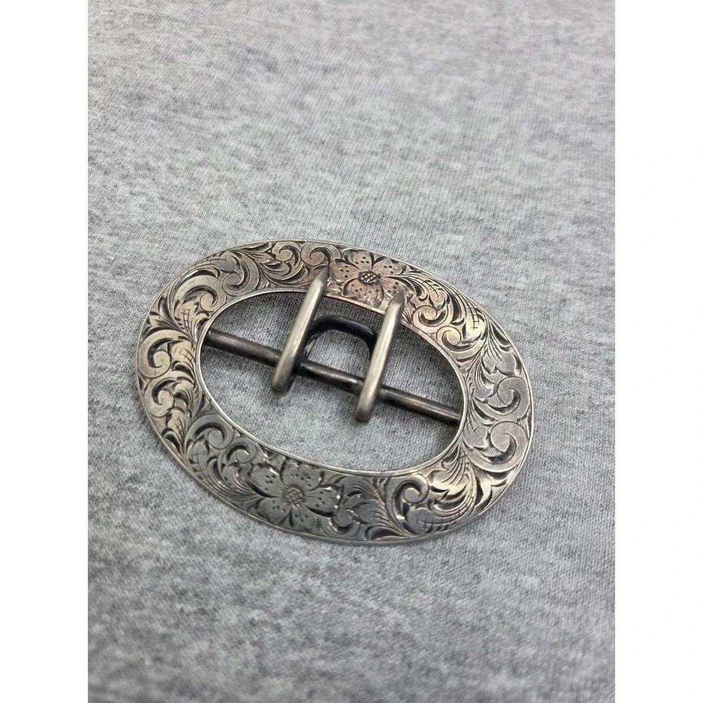 Antique Victorian Edwardian Sterling Silver LF Signed Womens Belt Buckle Pin